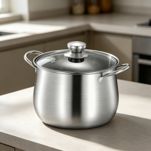Stainless Steel Binaural Soup Pot with Lid 22cm