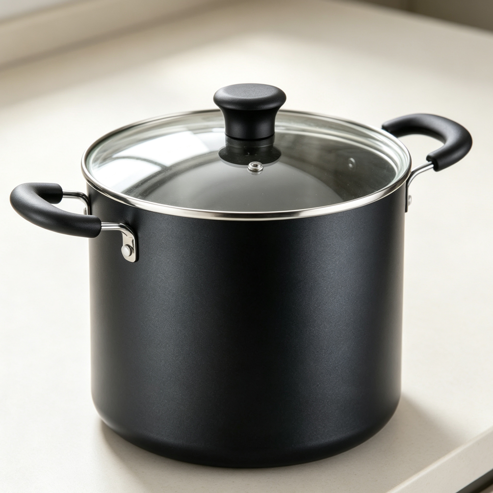 Black 12 Quart Nonstick Stock Pot with Lid Stay-Cool - Image 2